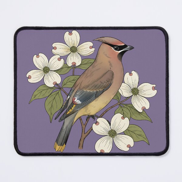 Item preview, Vintage Cedar Waxwing Bird with Dogwood Flowers designed and sold by BirdsnStuff.