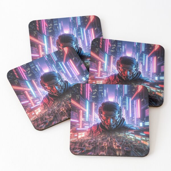 Item preview, Cyberpunk Neon Overlord – Intense Helmet Warrior in Futuristic Metropolis designed and sold by RadaQueen.