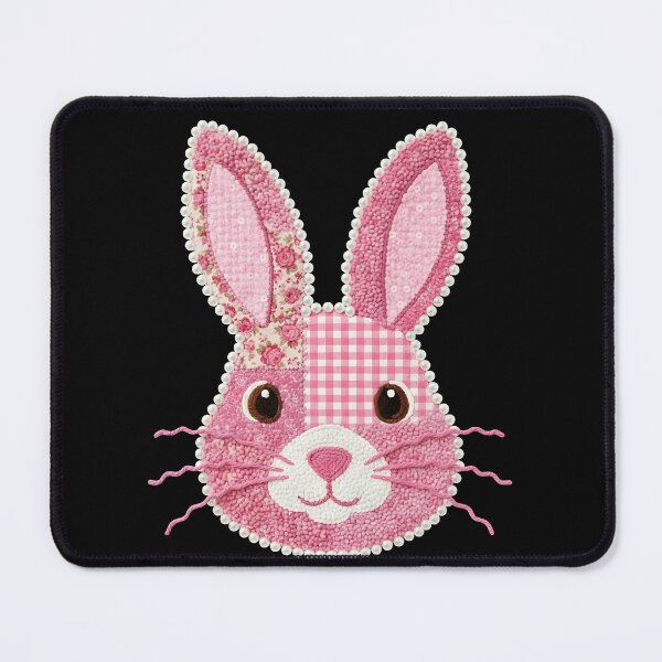 Item preview, Kids Pink Patchwork Easter Bunny Face designed and sold by KroghDs.