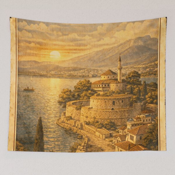 Item preview, Ioannina Hellas Vintage Travel Poster designed and sold by mythographiaart.
