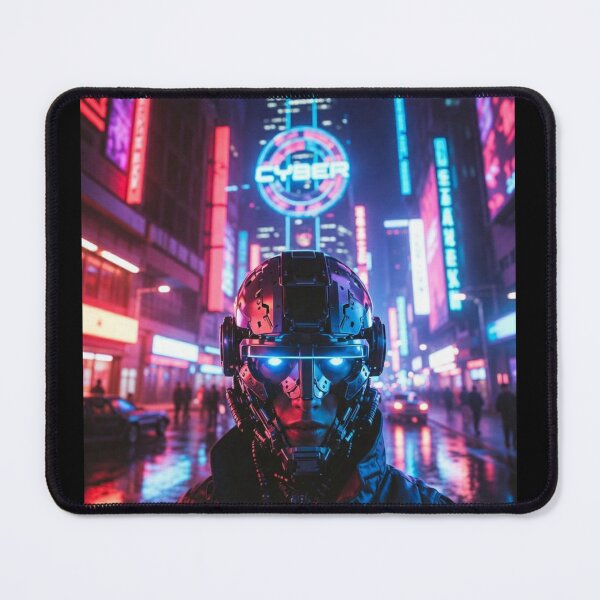 Item preview, Cyberpunk Neon Enforcer – Futuristic Helmet in Rainy Night Metropolis designed and sold by RadaQueen.