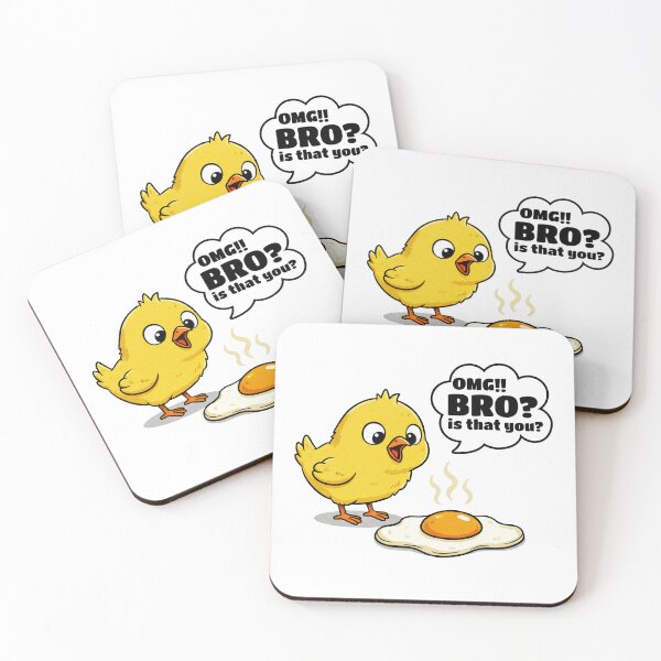 Item preview, OMG Bro Is That You Funny Chick Sticker – Cute Cartoon Chicken & Fried Egg Meme Design designed and sold by PnrArtDesign.