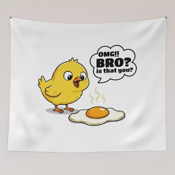 Item preview, OMG Bro Is That You Funny Chick Sticker – Cute Cartoon Chicken & Fried Egg Meme Design designed and sold by PnrArtDesign.