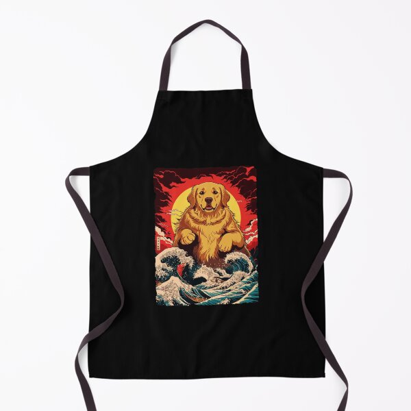 Item preview, Golden Retriever Rising Sun Wave Japanese Style Dog Illustration designed and sold by JEFDodsonArt.