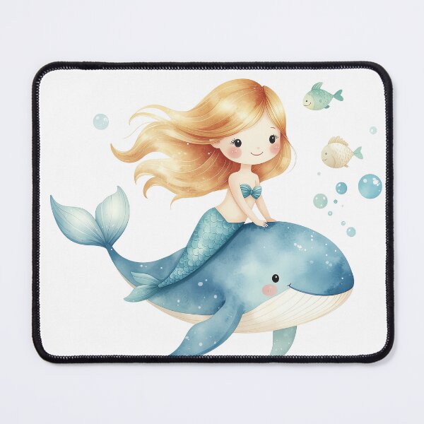 Item preview, Cute Mermaid Riding Whale Nursery Illustration designed and sold by Rutvain.