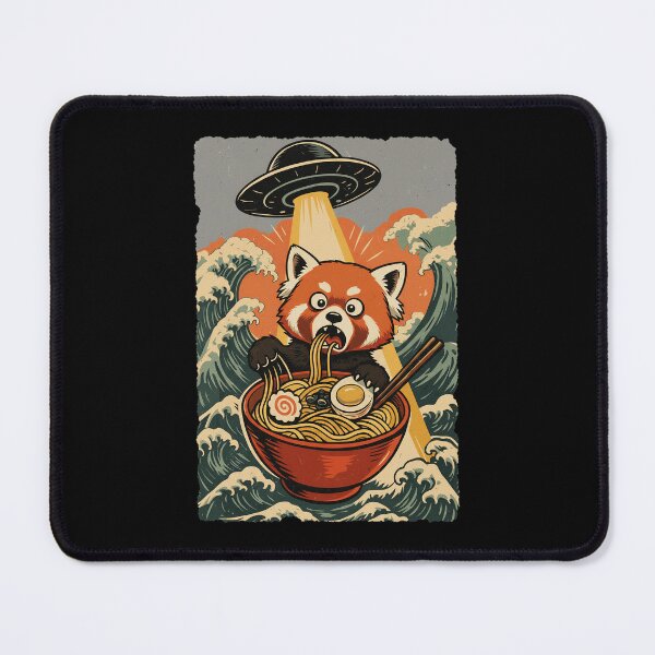 Item preview, Ramen Red Panda Japanese Wave Funny Noodle Illustration designed and sold by JEFDodsonArt.