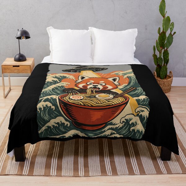 Item preview, Ramen Red Panda Japanese Wave Funny Noodle Illustration designed and sold by JEFDodsonArt.
