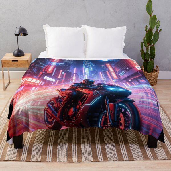 Item preview, Cyberpunk Neon Speed Demon – Futuristic Motorcycle Chase in Japanese Night City designed and sold by RadaQueen.