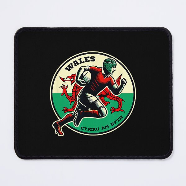 Item preview, Wales Cymru Am Byth Rugby Runner Welsh Pride Heritage Illustration designed and sold by GabrieSketcham.
