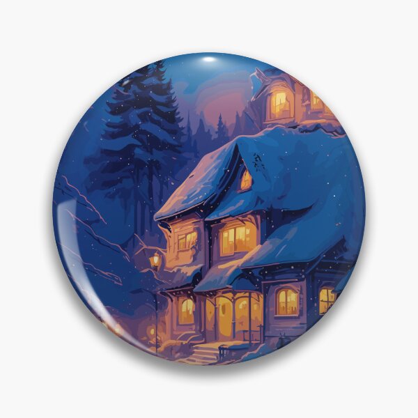 Item preview, Twilight's Winter Glow I Beautiful Cottage Covered in Snow designed and sold by PrithviApparels.