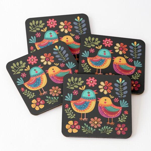 Item preview, Mexican Colorful Birds Folk Flowers Art designed and sold by xiao xuans.