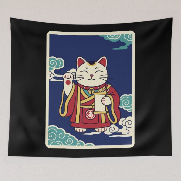 Item preview, Lucky Cat Scroll Maneki Neko Japanese Style Illustration designed and sold by JordynLadukeg65.