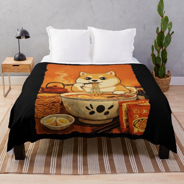 Item preview, Cute Dog Eating Ramen Cozy Food Illustration designed and sold by JEFDodsonArt.