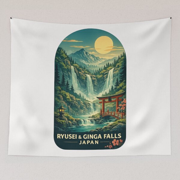Item preview, Ryusei and Ginga Falls Sounkyo Gorge Daisetsuzan Hokkaido Landscape designed and sold by Places On Earth.