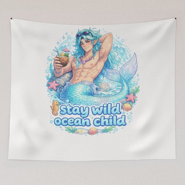 Item preview, Stay Wild Ocean Child Mermaid Tropical Cocktail Sea Life Quote designed and sold by Places On Earth.