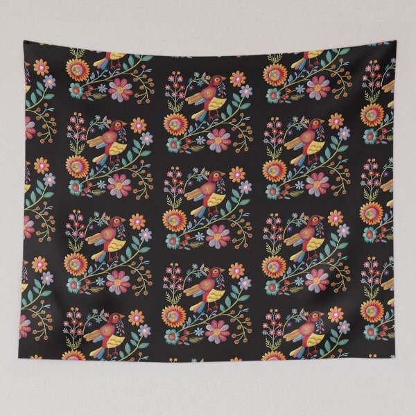 Item preview, Mexican Embroidery Pattern Art Birds Flowers designed and sold by xiao xuans.