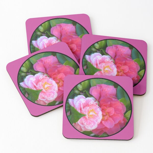 Item preview, Two Herme Camellias, Lovely Yet Unique on the Same Tree Circle Die Cut designed and sold by JoyousArt4u.