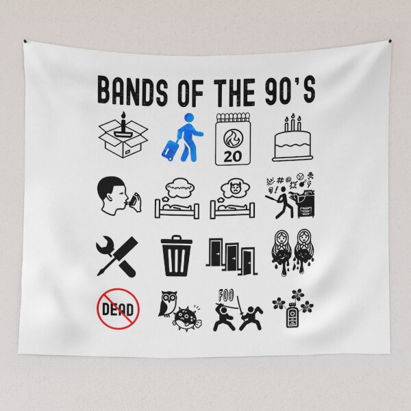 Item preview, Nerdy More Iconic 90S Alt Rock Band Icons Black Text designed and sold by creativefactory.