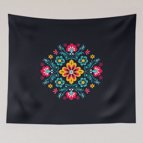 Item preview, Hungarian Folk Flower Design In Blue And Red Color designed and sold by xiao xuans.