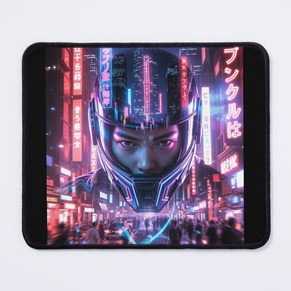 Item preview, Cyberpunk Neon Helmet Reflection – Futuristic Rider in Japanese Megacity Glow designed and sold by RadaQueen.