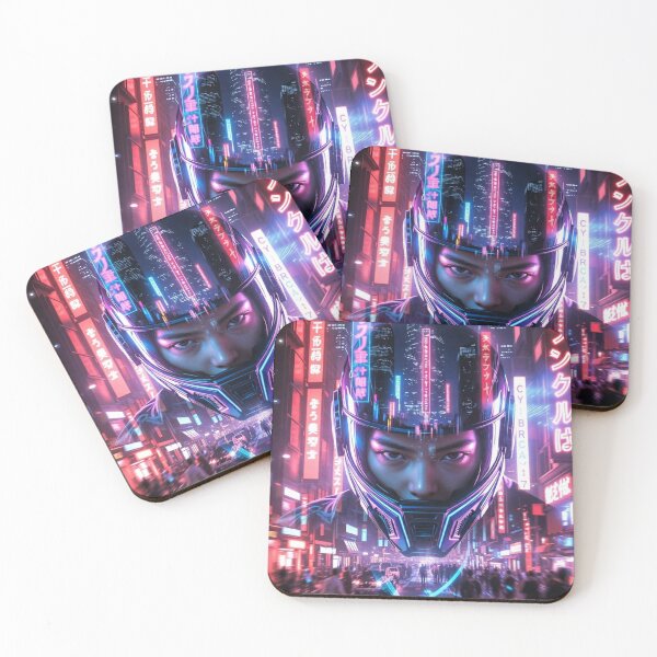 Item preview, Cyberpunk Neon Helmet Reflection – Futuristic Rider in Japanese Megacity Glow designed and sold by RadaQueen.