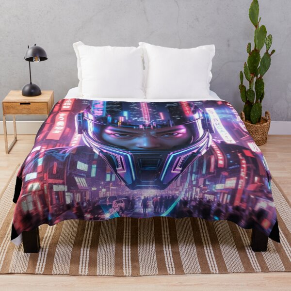 Item preview, Cyberpunk Neon Helmet Reflection – Futuristic Rider in Japanese Megacity Glow designed and sold by RadaQueen.