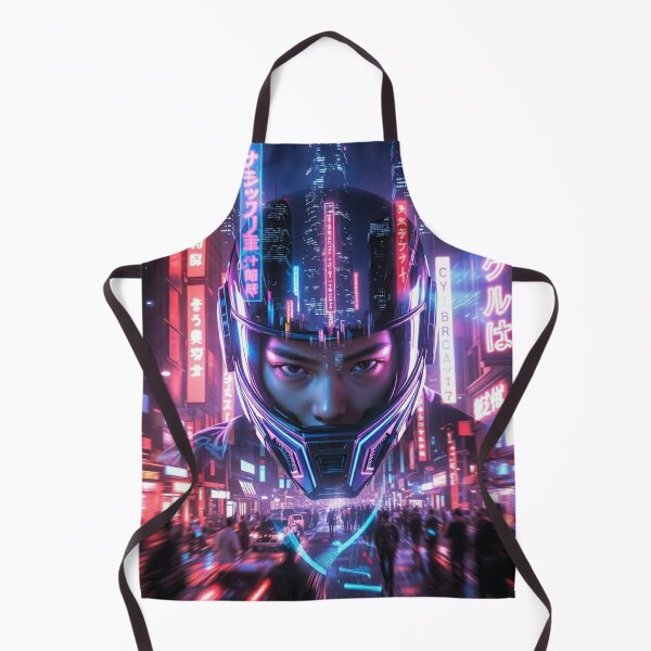 Item preview, Cyberpunk Neon Helmet Reflection – Futuristic Rider in Japanese Megacity Glow designed and sold by RadaQueen.