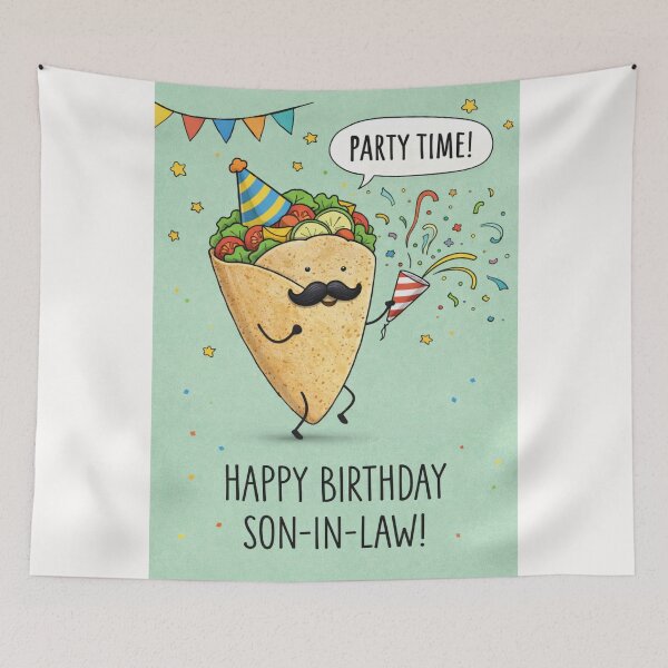 Item preview, Happy Birthday Son In Law Funny Burrito Party designed and sold by Places On Earth.