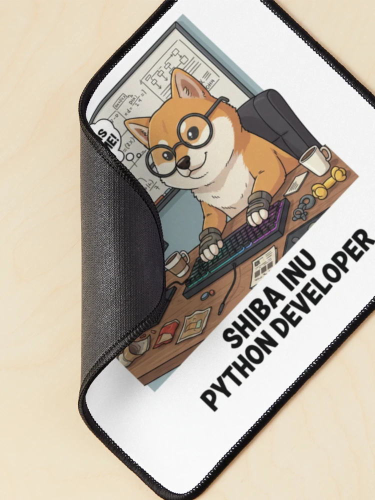 Thumbnail 2 of 5, Mouse Pad, Shiba Inu Dog Python Programmer Coding Developer designed and sold by craftedd.