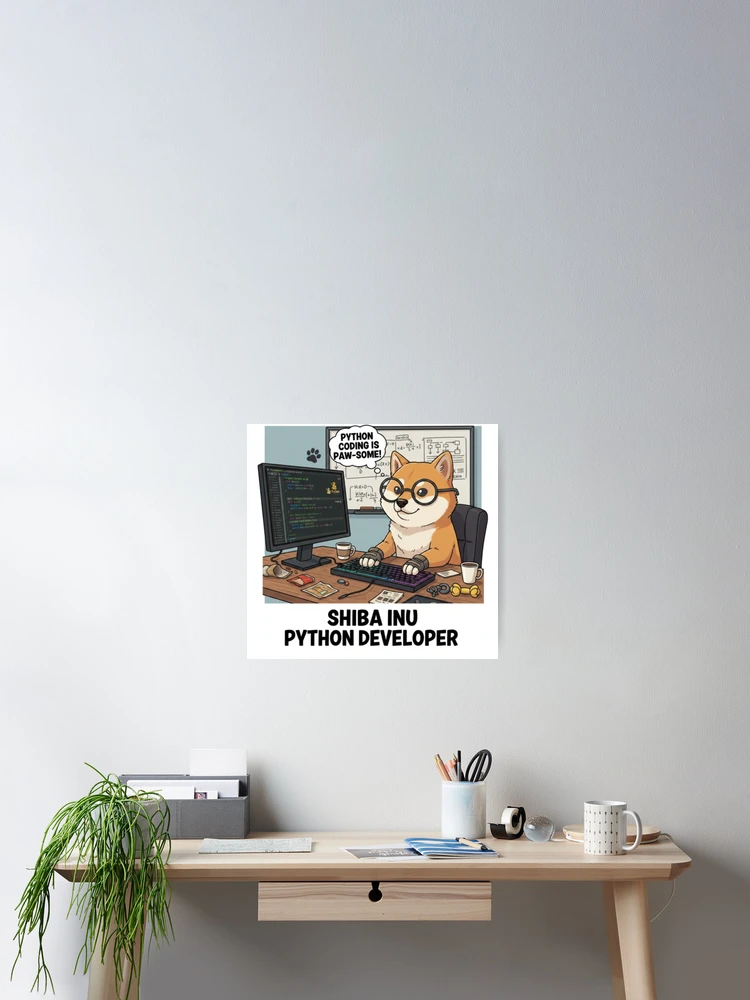 Thumbnail 2 of 3, Poster, Shiba Inu Dog Python Programmer Coding Developer designed and sold by craftedd.