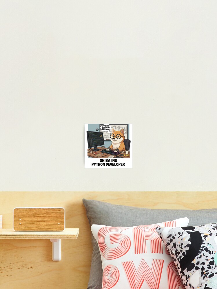Thumbnail 2 of 3, Photographic Print, Shiba Inu Dog Python Programmer Coding Developer designed and sold by craftedd.