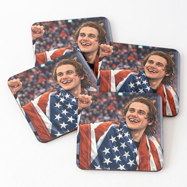 Item preview, Hockey player Jack Hughes at the Olympics and his broken tooth (fan art) designed and sold by PopCultureAndStuff.