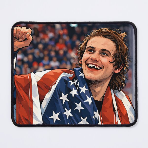 Item preview, Hockey player Jack Hughes at the Olympics and his broken tooth (fan art) designed and sold by PopCultureAndStuff.