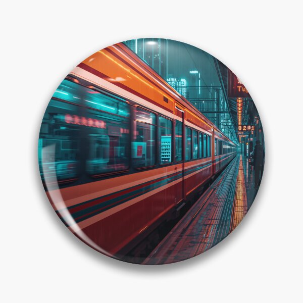 Item preview, Japanese Bullet Train Neon Station Cyberpunk Art designed and sold by Kynura.