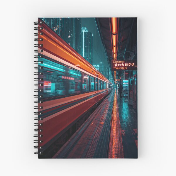 Item preview, Japanese Bullet Train Neon Station Cyberpunk Art designed and sold by Kynura.