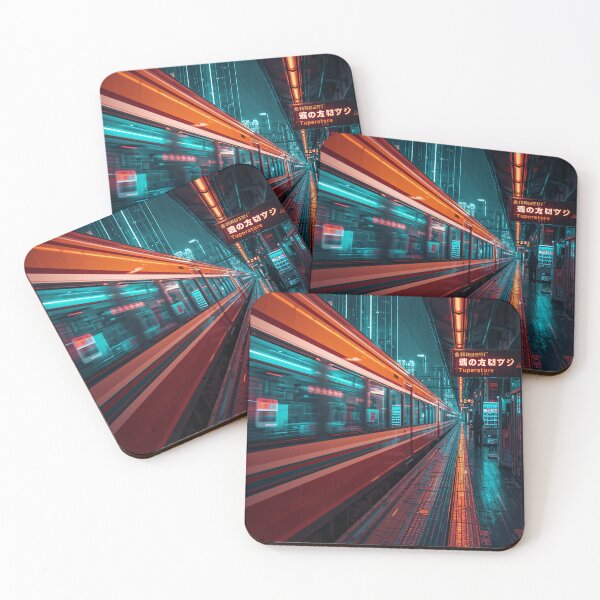 Item preview, Japanese Bullet Train Neon Station Cyberpunk Art designed and sold by Kynura.