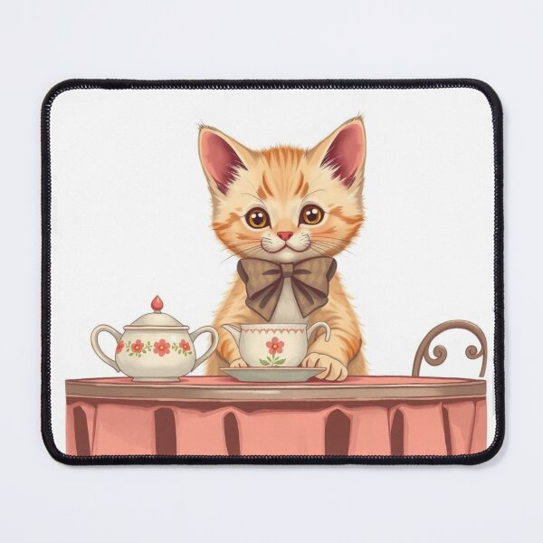 Item preview, Vintage Kitten Tea Party Sticker – Retro Cute Cat Aesthetic Art designed and sold by Femwealth.