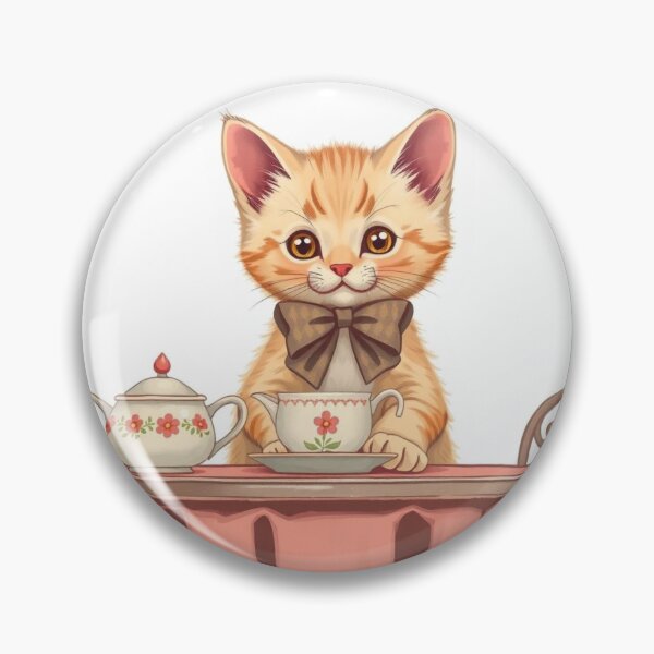 Item preview, Vintage Kitten Tea Party Sticker – Retro Cute Cat Aesthetic Art designed and sold by Femwealth.