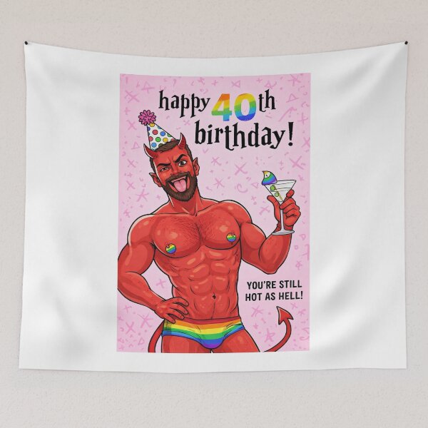 Item preview, Happy 40th Birthday Gay Devil Hot Humor designed and sold by Aryabek.