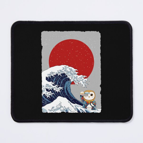 Item preview, Owl Japanese Wave Rising Sun Ukiyo Style Illustration designed and sold by JEFDodsonArt.
