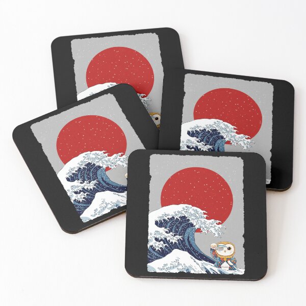 Item preview, Owl Japanese Wave Rising Sun Ukiyo Style Illustration designed and sold by JEFDodsonArt.