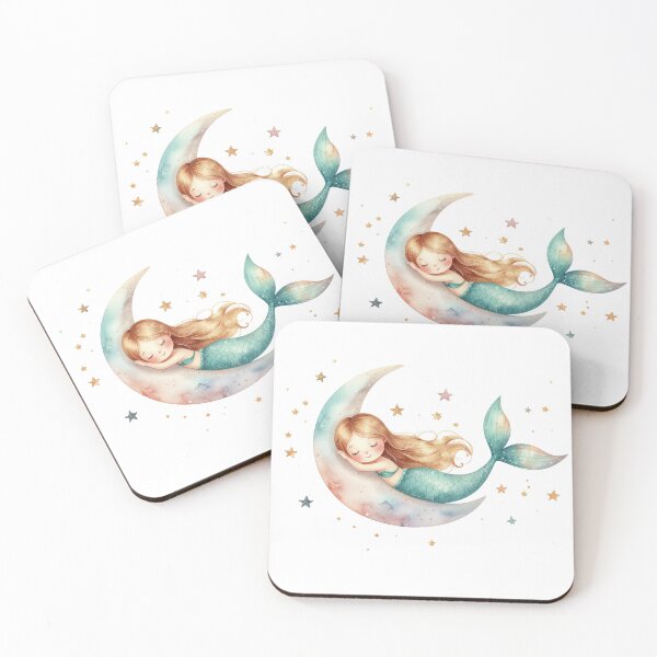 Item preview, Sleeping Mermaid Moon Nursery Illustration designed and sold by Rutvain.