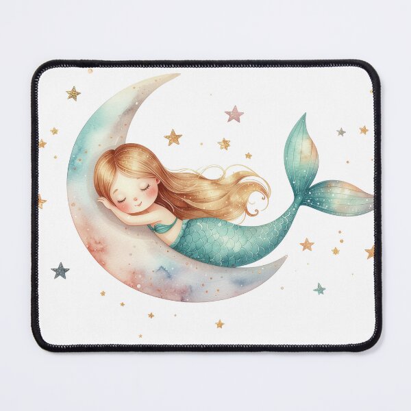 Item preview, Sleeping Mermaid Moon Nursery Illustration designed and sold by Rutvain.