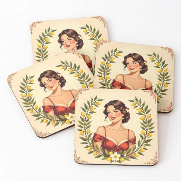 Item preview, Tuscan Lemon Muse – Italian Woman Vintage Illustration designed and sold by EmeraldeaArt.