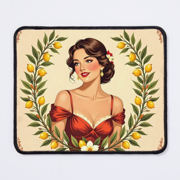 Item preview, Tuscan Lemon Muse – Italian Woman Vintage Illustration designed and sold by EmeraldeaArt.