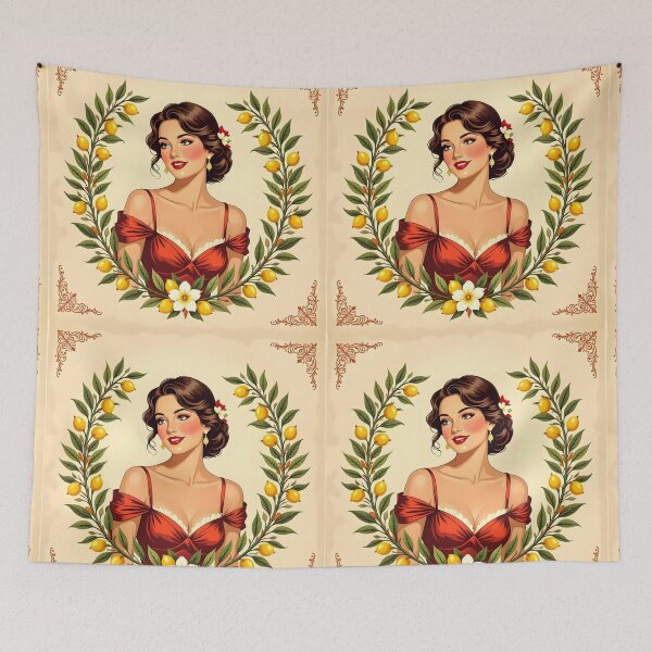 Item preview, Tuscan Lemon Muse – Italian Woman Vintage Illustration designed and sold by EmeraldeaArt.
