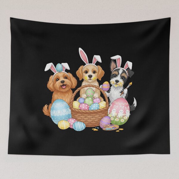 Item preview, Cute Easter Dog Bunny Ears Eggs Kawaii Dancing designed and sold by OlakunleOloroz.