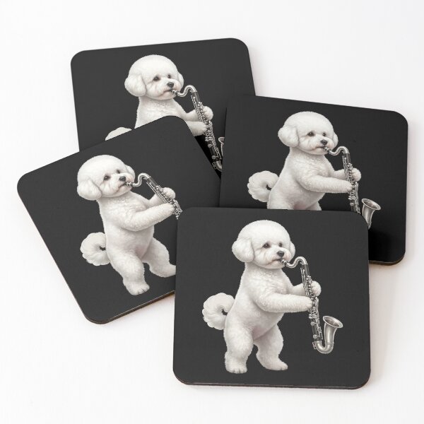 Aperçu de l'œuvre Bichon frisé jouant de la clarinette basse, clarinettiste basse, amoureux des chiens créée et vendue par TerryConnells.