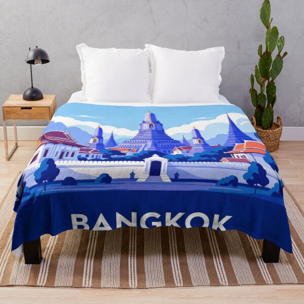 Item preview, Bangkok Thailand  – Blue Temple Skyline Illustration designed and sold by KiraChie.