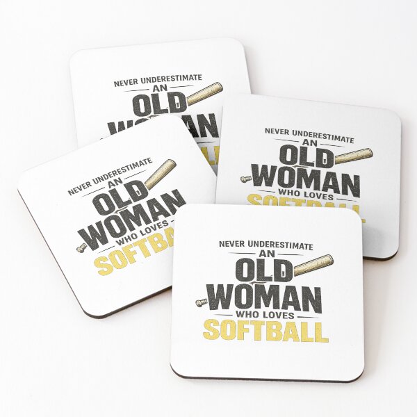 Item preview, Never Underestimate Old Woman Plays Softball designed and sold by Pawsome Quotes.